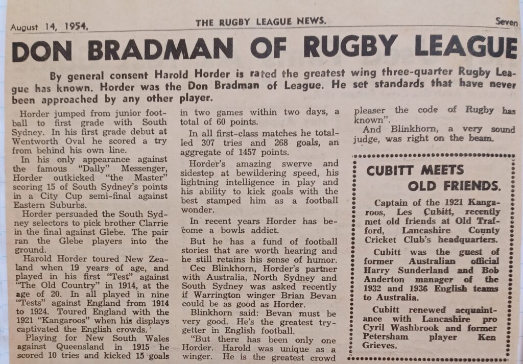 Harold Horder - The Bradman of League