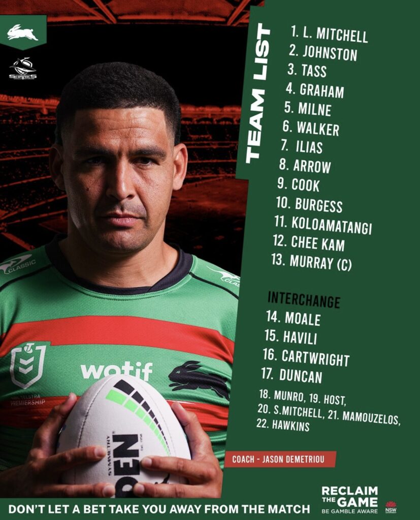 Team List Tuesday - Rabbitohs v Sharks